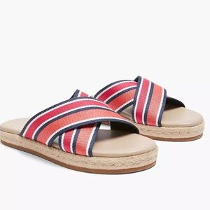 Lane Bryant Red Striped Slide Sandals 10W (New)